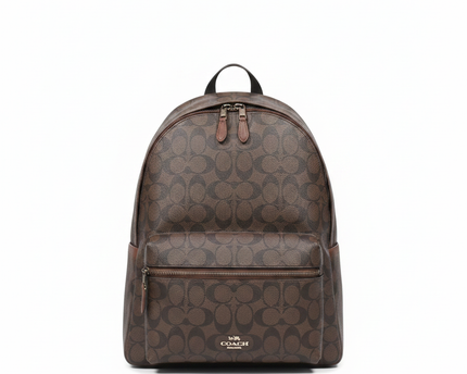 Coach Dark Brown Signature Monogram Backpack Bag