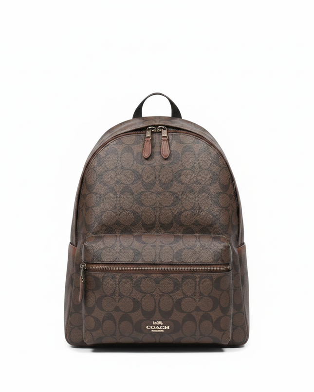 Coach Dark Brown Signature Monogram Backpack Bag