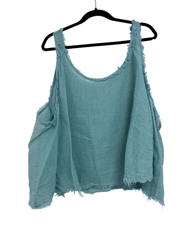 Mango Casual Teal Frayed Cold Shoulder Top