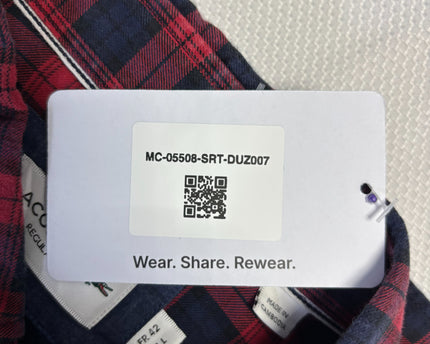 Lacoste Red and Navy Plaid Long Sleeve Shirt