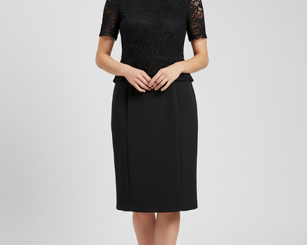 Phase Eight Black Lace Peplum Pencil Dress