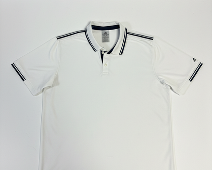 Adidas White Performance Striped Sports Polo Shirt
