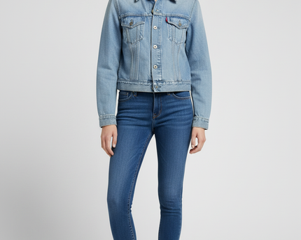 Levi's Light Blue Cropped Denim Trucker Jacket