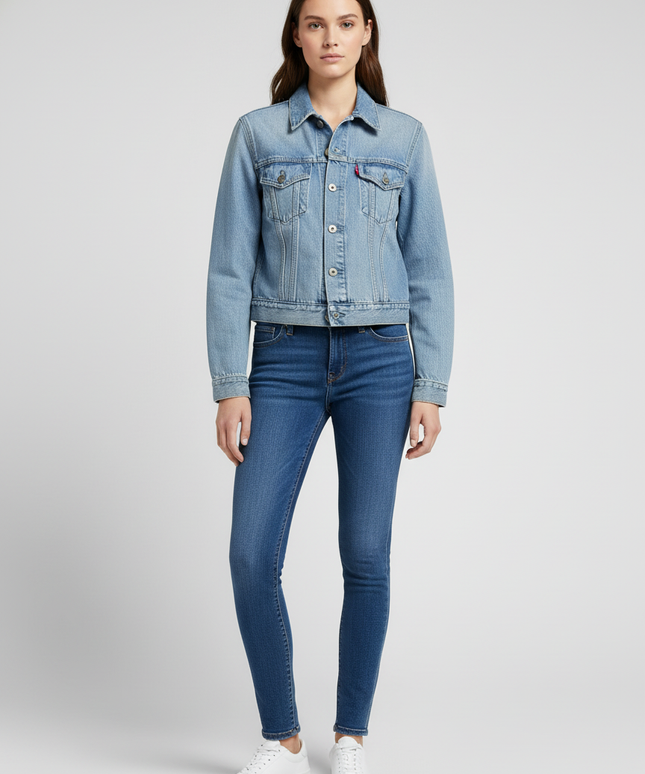 Levi's Light Blue Cropped Denim Trucker Jacket