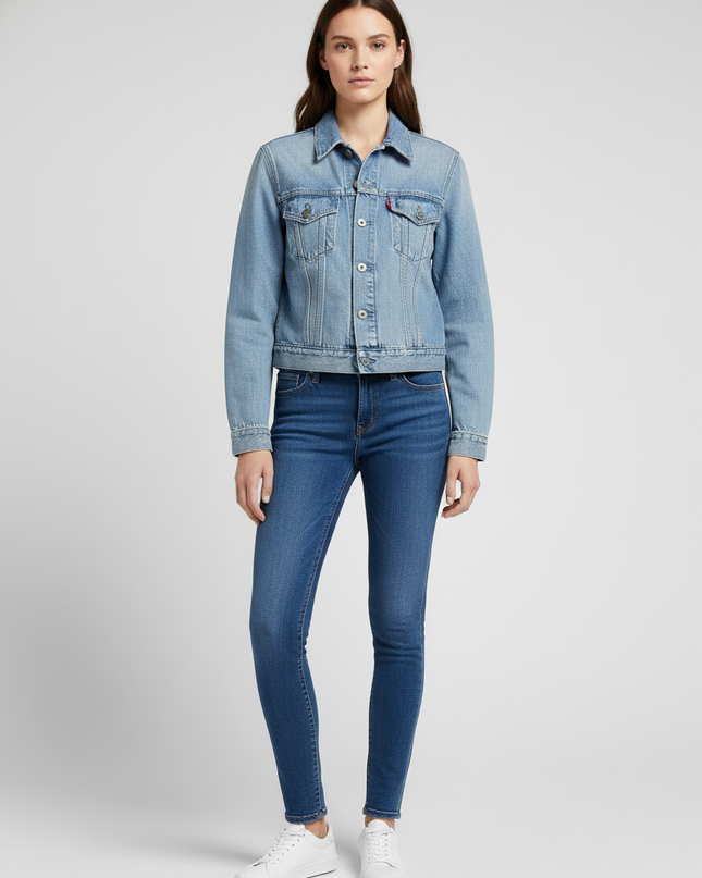 Levi's Light Blue Cropped Denim Trucker Jacket
