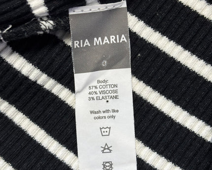 RIA MARIA Black and White Striped Ribbed Mini Dress