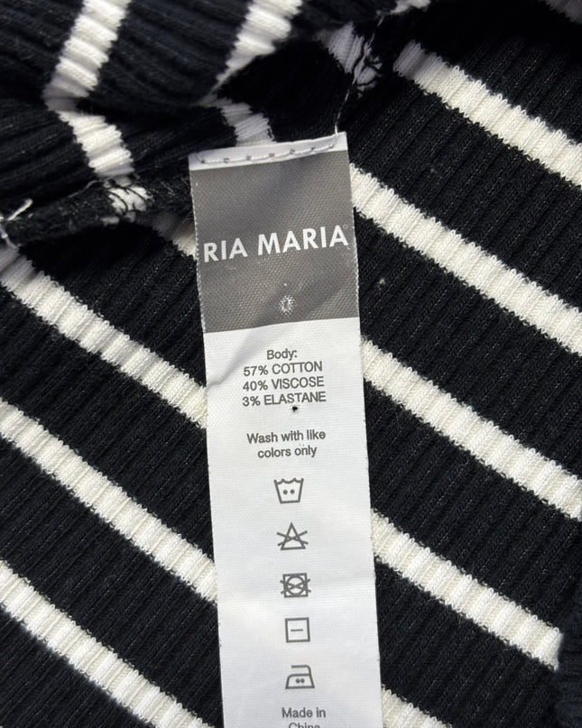 RIA MARIA Black and White Striped Ribbed Mini Dress