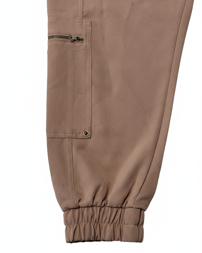 Zara Tan High-Waisted Cargo Utility Joggers