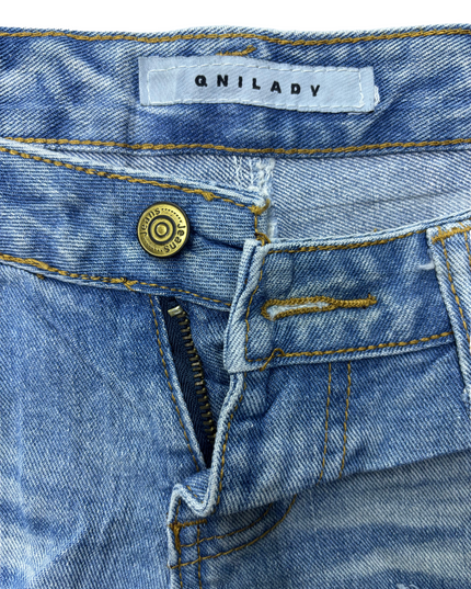 QNILADY Women Denim Y2K Shorts - L | Waist: 30