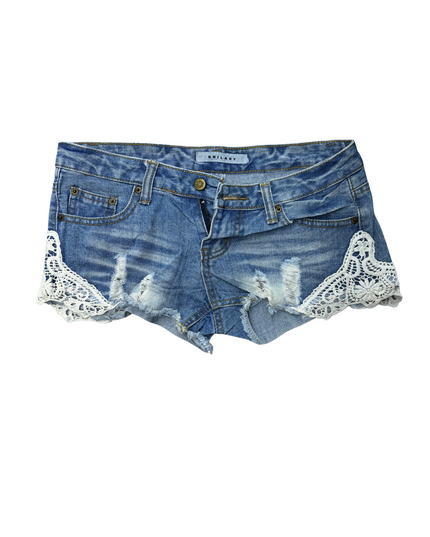 QNILADY Women Denim Y2K Shorts - L | Waist: 30