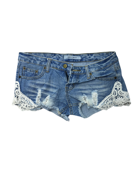 QNILADY Women Denim Y2K Shorts - L | Waist: 30