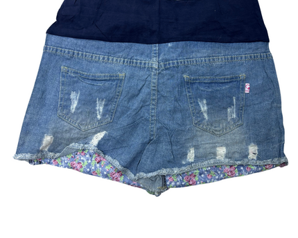 Chamami Elastic Waist Women Denim Shorts - XL | Waist: 32