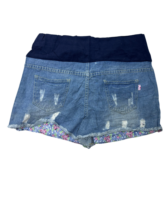 Chamami Elastic Waist Women Denim Shorts - XL | Waist: 32