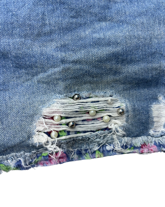 Chamami Elastic Waist Women Denim Shorts - XL | Waist: 32