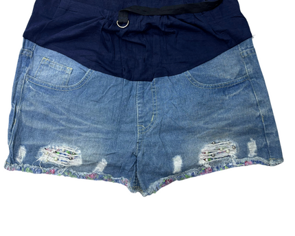 Chamami Elastic Waist Women Denim Shorts - XL | Waist: 32