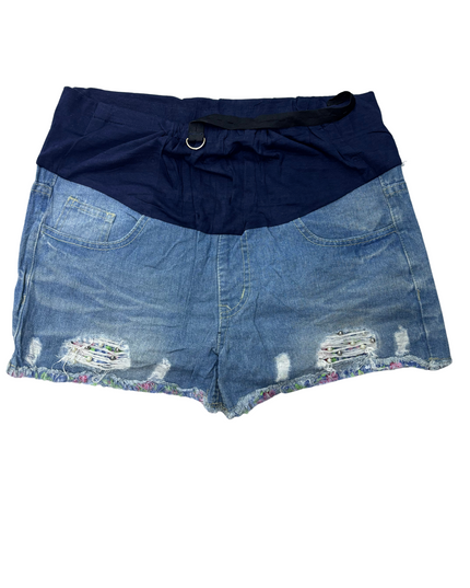 Chamami Elastic Waist Women Denim Shorts - XL | Waist: 32