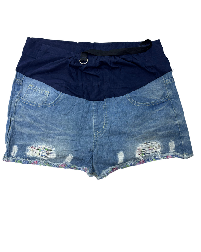 Chamami Elastic Waist Women Denim Shorts - XL | Waist: 32