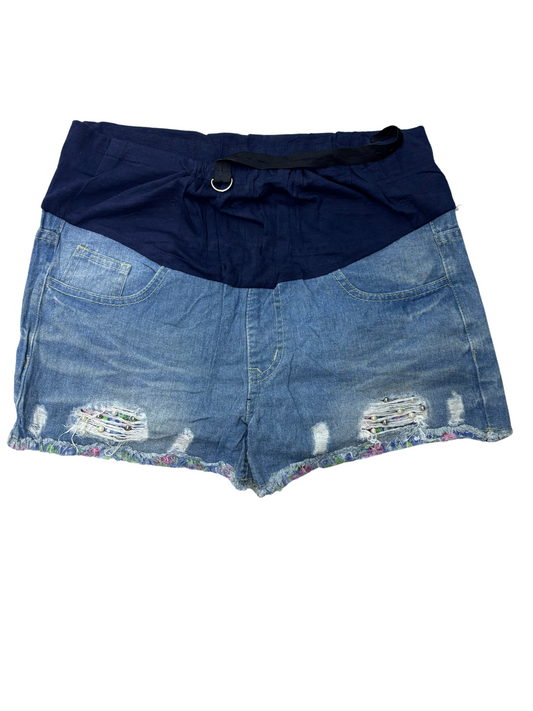 Chamami Elastic Waist Women Denim Shorts - XL | Waist: 32