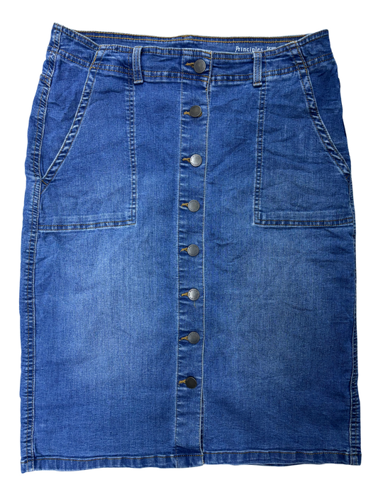 Principles - Long Denim Skirt - XL | Waist: 33