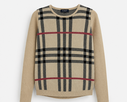 Burberry London Beige Nova Check Knit Sweater