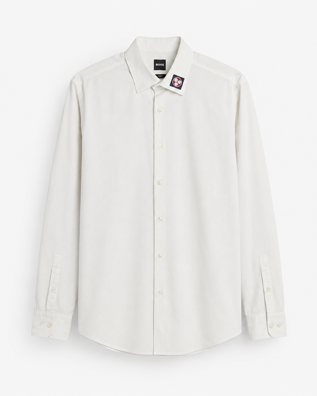 BOSS White Slim Long Sleeve Shirt