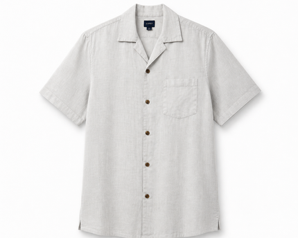 J.Crew Men's White Short Sleeve Linen Camp Collar Shirt