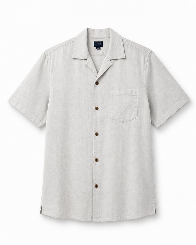 J.Crew Men's White Short Sleeve Linen Camp Collar Shirt