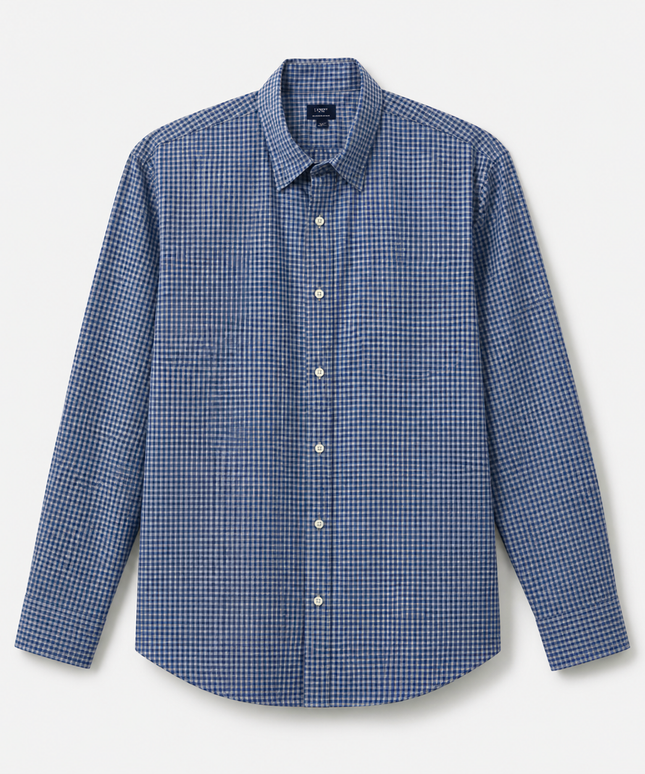 J.Crew Blue Gingham Heathered Cotton Button-Down Shirt
