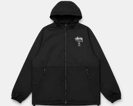 Stussy World Tour Hooded Black Windbreaker Jacket