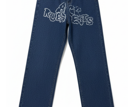 Ace Ruruets Galaxy Graphic Wide-Leg Blue Denim Jeans