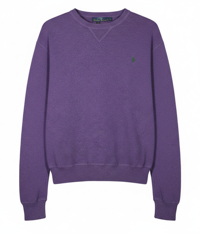 Ralph Lauren Purple Pima Cotton V Neck Vest Pony Sweater