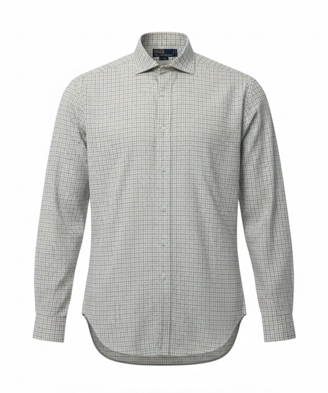 Ralph Lauren Navy Grid Check White Cotton Shirt