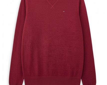 Hilfiger Denim Classic Maroon Crewneck Knit Sweater
