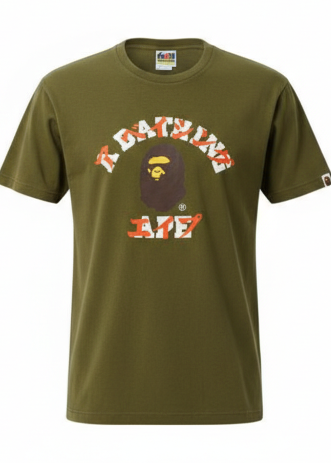 A Bathing Ape (BAPE) Classic Big Logo Olive Green Graphic T-Shirt