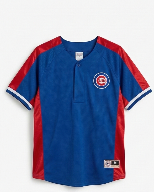 MLB Blue Chicago Cubs Sporty Henley Jersey
