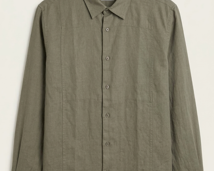 Calvin Klein Olive Modern Fit 100% Linen Button-Down Shirt