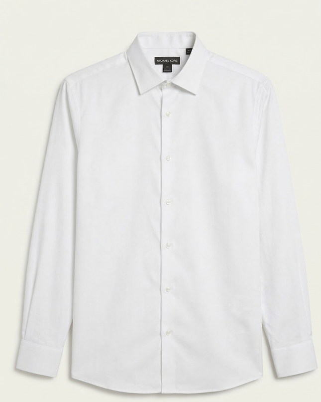 Michael Kors White Airsoft Stretch Regular Fit Dress Shirt