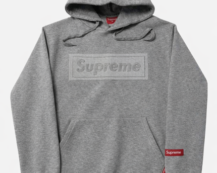 Supreme Grey Embossed Box Logo Hoodie
