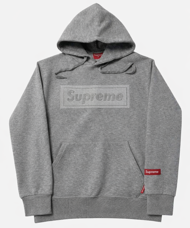 Supreme Grey Embossed Box Logo Hoodie