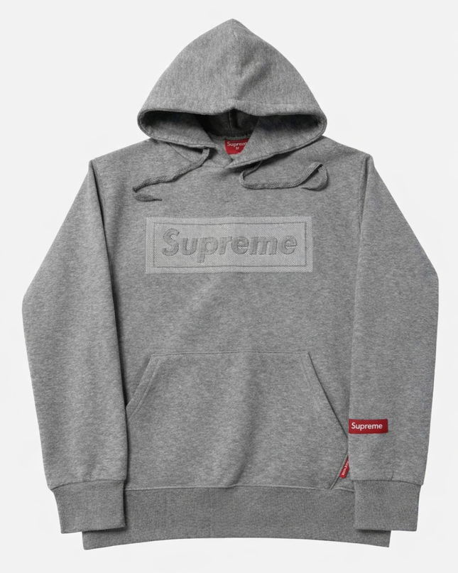 Supreme Grey Embossed Box Logo Hoodie