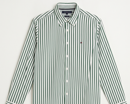 Tommy Hilfiger Green/White Striped Button-Down Shirt