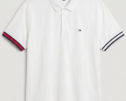 Tommy Jeans White Essential Tipped Piqué Polo Shirt