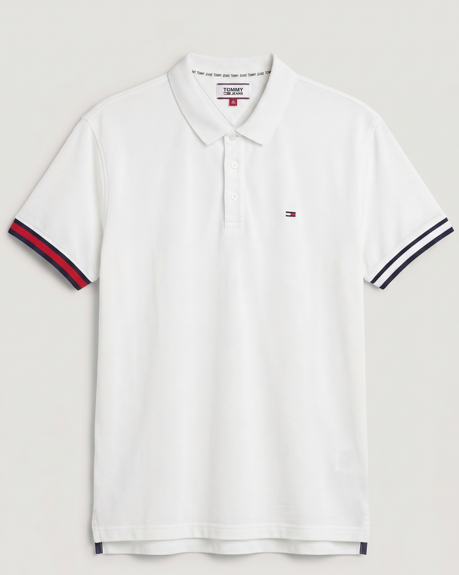 Tommy Jeans White Essential Tipped Piqué Polo Shirt