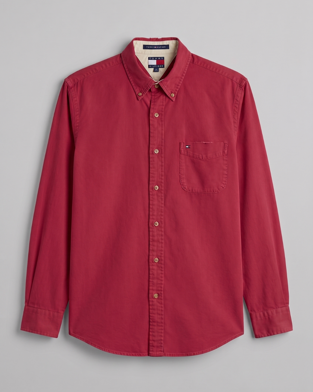 Tommy Hilfiger Red Long Sleeve Button-Down Shirt