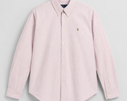 Ralph Lauren Pink Striped Custom Fit Oxford Shirt