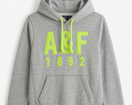Abercrombie & Fitch Grey Graphic Fleece Pullover Hoodie