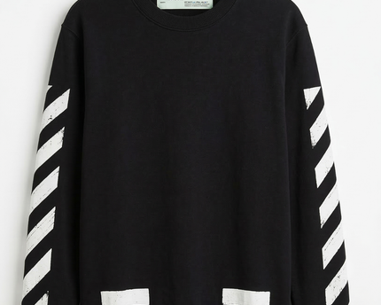 Off-White by Virgil Abloh Main Label Black Diagonal Stripe Sweatshirt