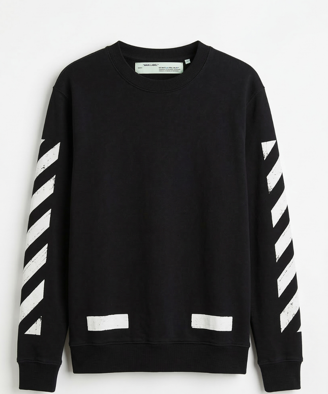 Off-White by Virgil Abloh Main Label Black Diagonal Stripe Sweatshirt