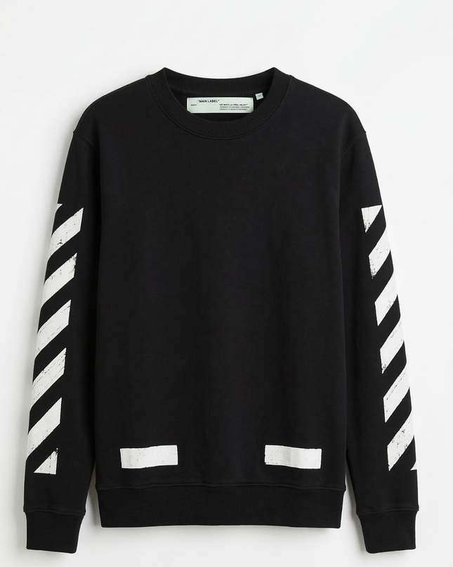 Off-White by Virgil Abloh Main Label Black Diagonal Stripe Sweatshirt