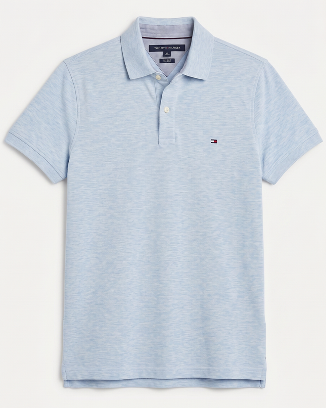 Tommy Hilfiger Light Blue Slim Fit Short Sleeve Polo Shirt